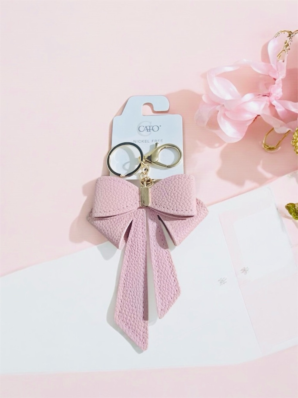 Cato Pink Leather Bow Bag Charm